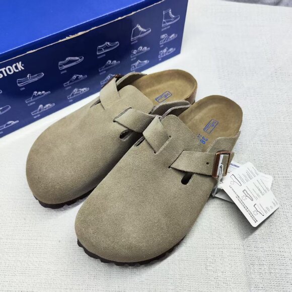 🚈|🚈Birkenstock Boston Women's Taupe Suede Narrow Fit NWT - Picture 2 of 6